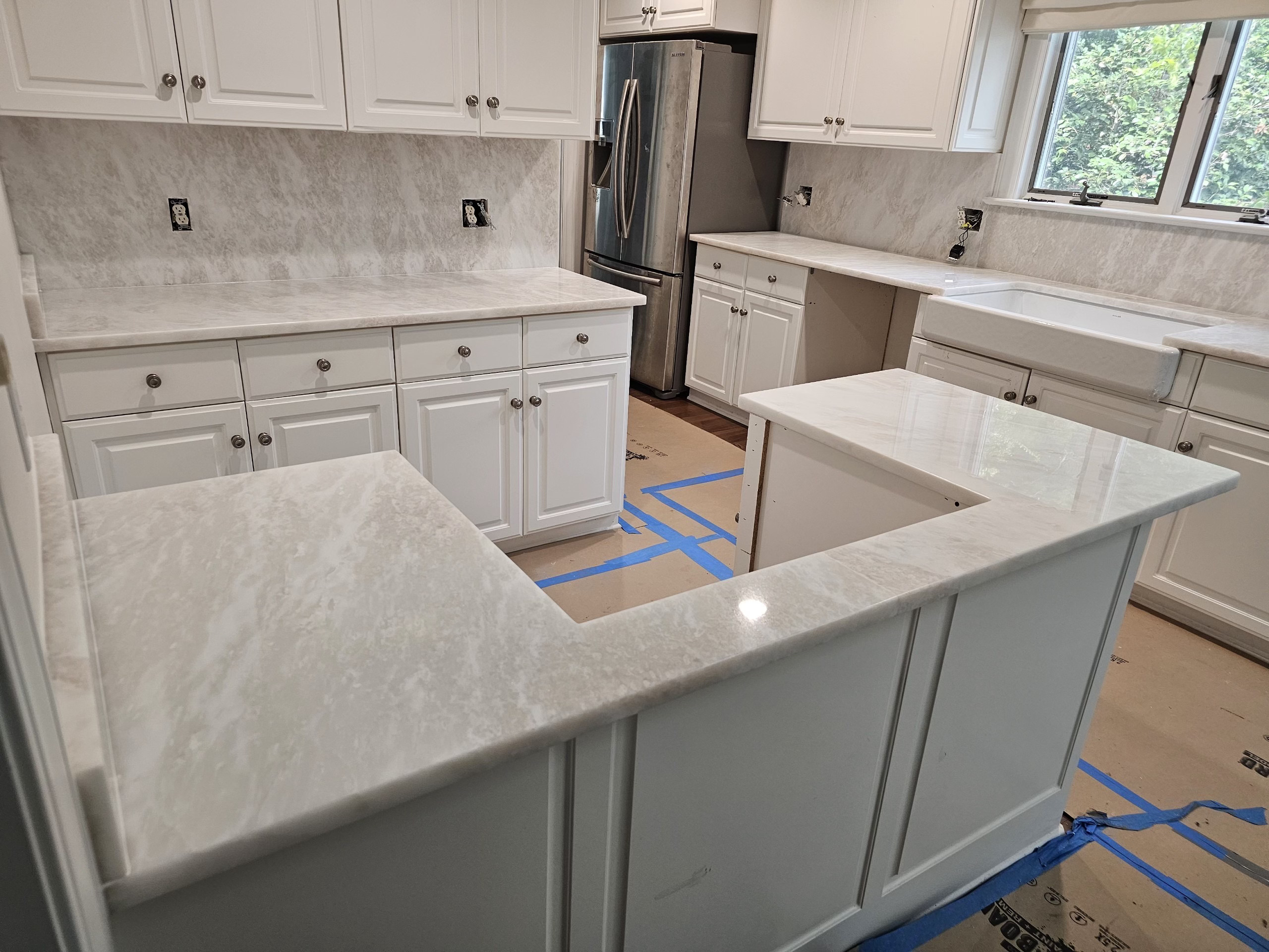Marble Kitchen Island Installation
